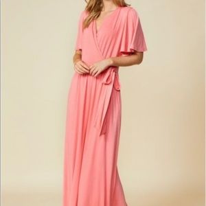Coral flutter sleeve maxi